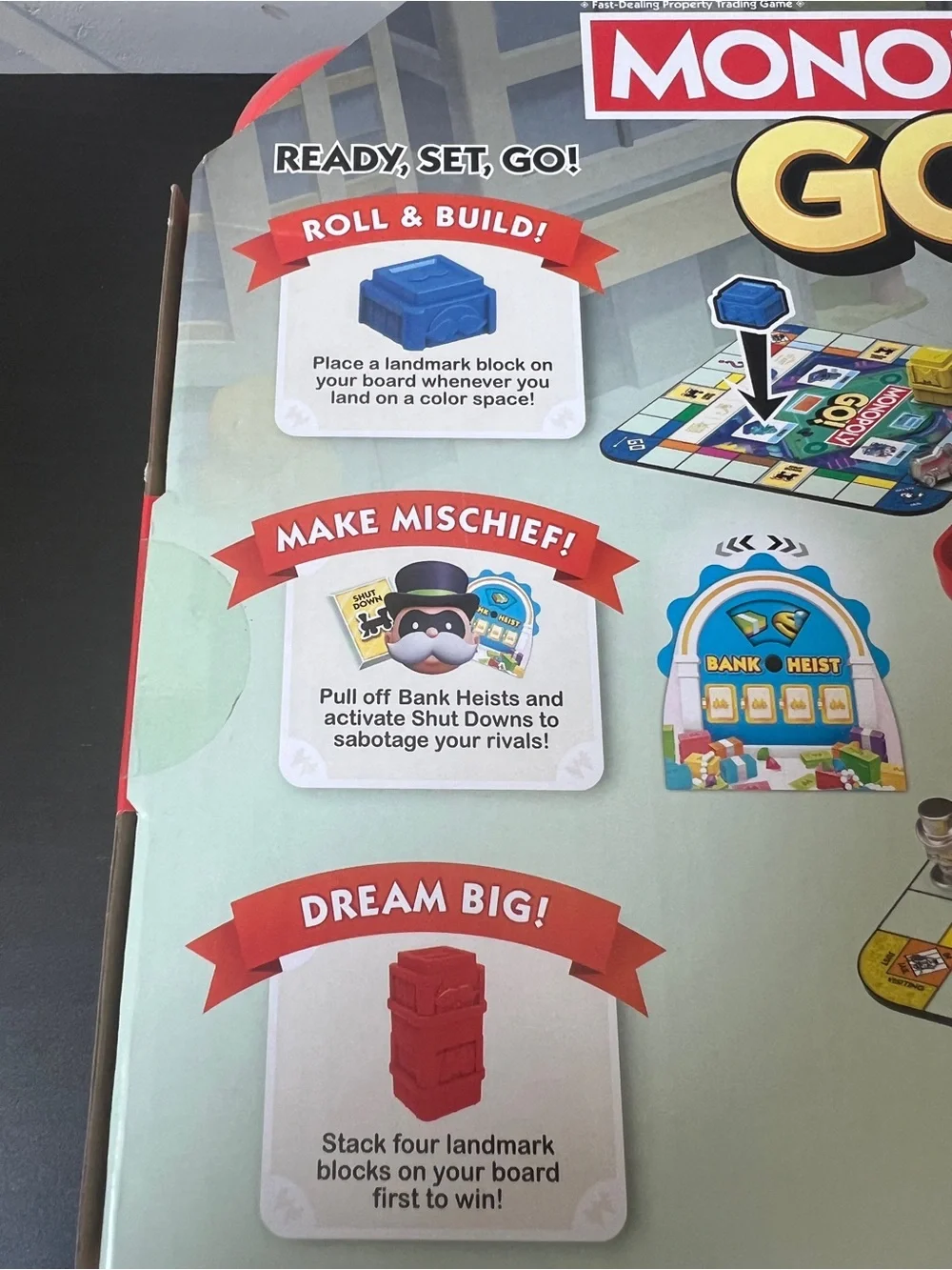 Hasbro Monopoly GO! Kids Board Game - Red, Yellow, Blue